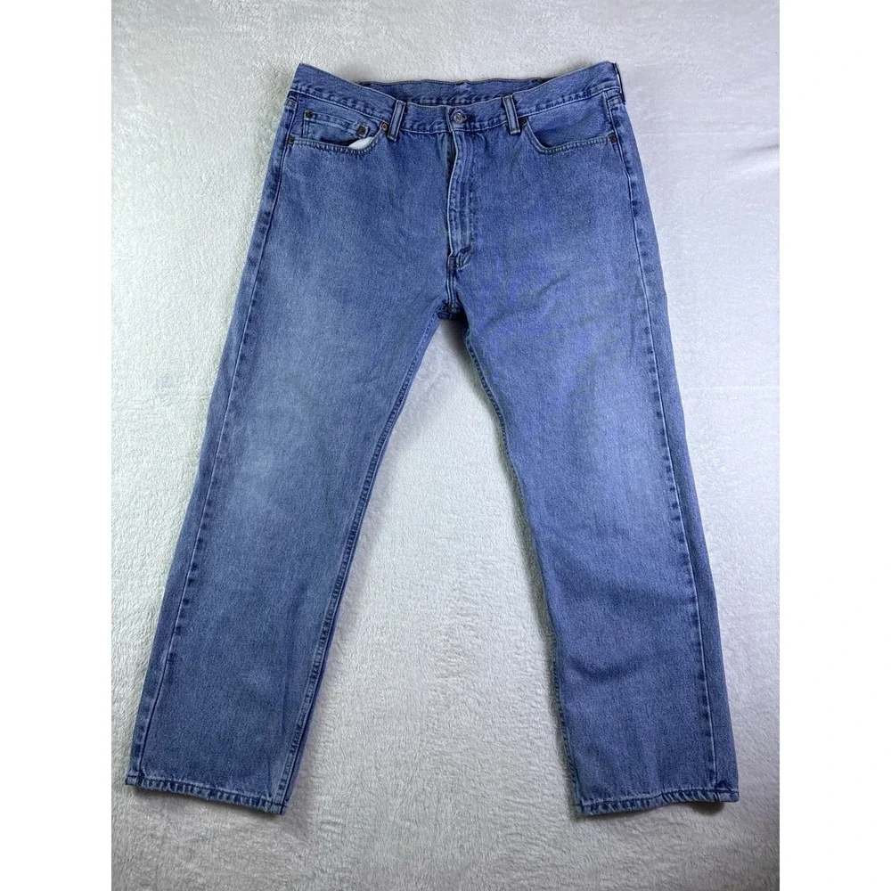 Levi's 505 Jeans Mens 40x30 Blue Denim Medium Wash Straight Leg Regular Fit